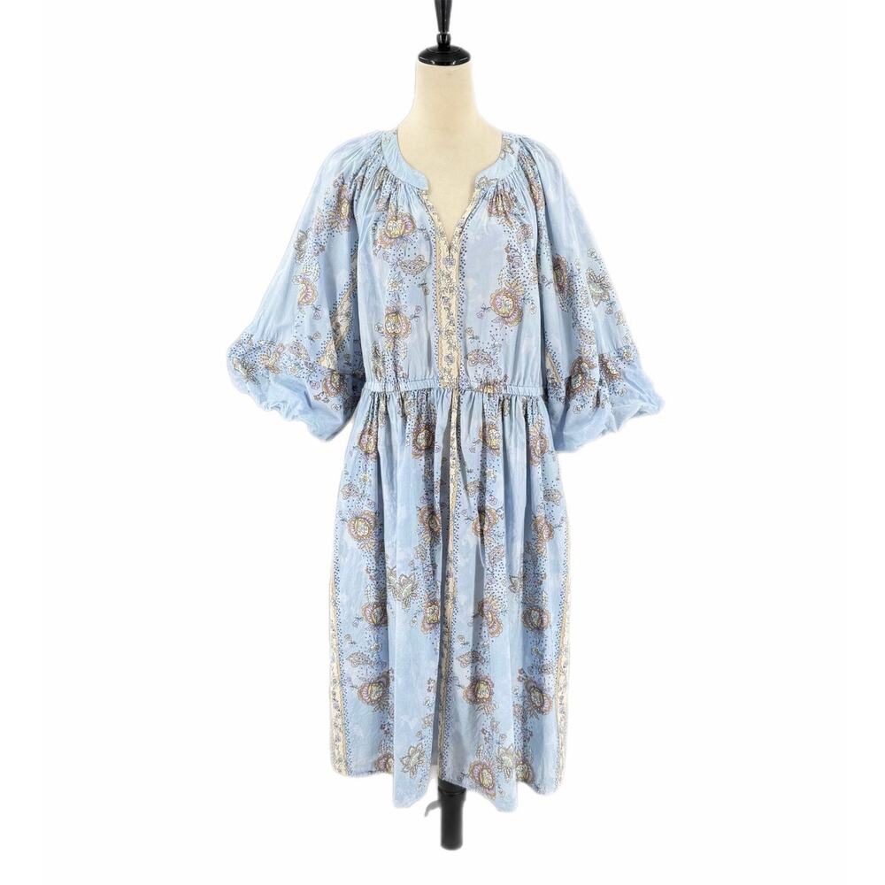 Lane Bryant Blue Paisley Floral Cotton Cottagecore Boho Prairie Midi Cute Dress